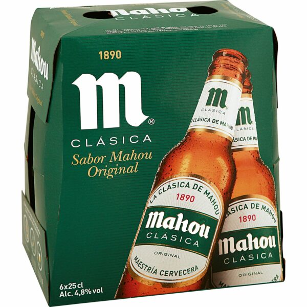 MAHOU CLASIC Cerveza Botella Cristal Pack-6