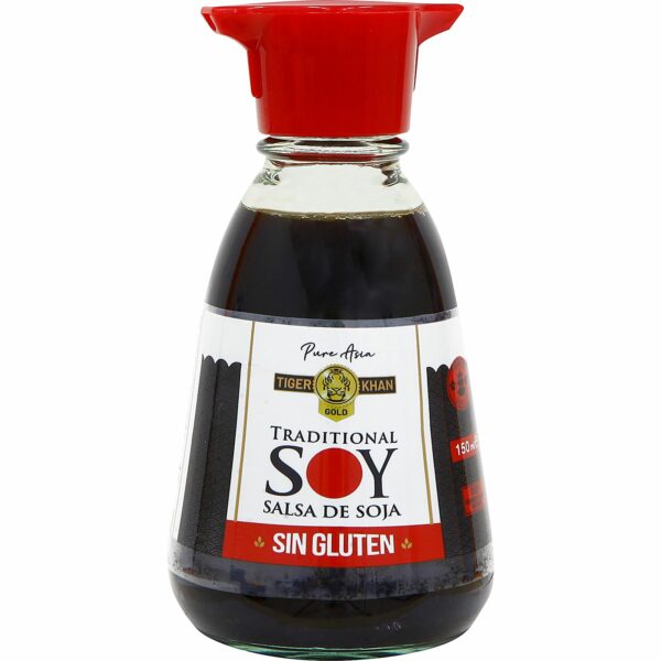 TIGER KHAN Salsa Soja Baja en Sal y Sin Gluten 150 ml